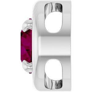 Platinum 6 mm Natural Rhodolite Garnet Solitaire Slide Pendant