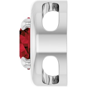 Sterling Silver 6 mm Natural Mozambique Garnet Solitaire Slide Pendant