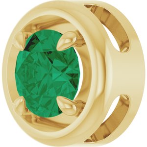 14K Yellow Gold 7 mm Lab-Grown Emerald Solitaire Slide Pendant