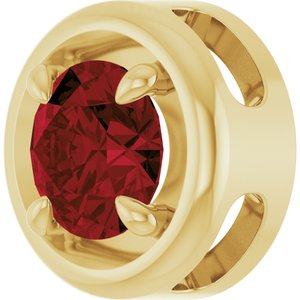 14K Yellow Gold 7 mm Natural Mozambique Garnet Solitaire Slide Pendant