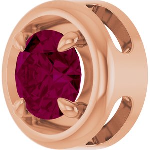 14K Rose Gold 6 mm Natural Rhodolite Garnet Solitaire Slide Pendant