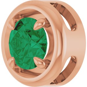 14K Rose Gold 6 mm Lab-Grown Emerald Solitaire Slide Pendant