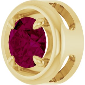 14K Yellow Gold 6 mm Natural Rhodolite Garnet Solitaire Slide Pendant