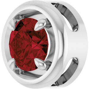 14K White Gold 7 mm Natural Mozambique Garnet Solitaire Slide Pendant