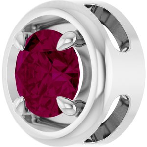14K White Gold 7 mm Natural Rhodolite Garnet Solitaire Slide Pendant