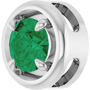 Platinum 6 mm Lab-Grown Emerald Solitaire Slide Pendant