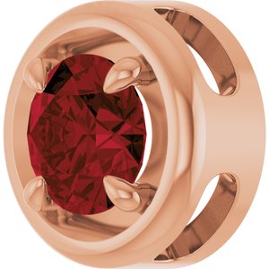 14K Rose Gold 7 mm Natural Mozambique Garnet Solitaire Slide Pendant