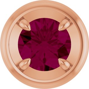 14K Rose Gold 6 mm Natural Rhodolite Garnet Solitaire Slide Pendant