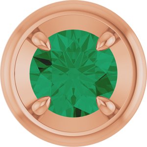 14K Rose Gold 6 mm Lab-Grown Emerald Solitaire Slide Pendant
