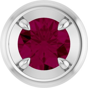 14K White Gold 6 mm Natural Rhodolite Garnet Solitaire Slide Pendant