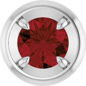 Platinum 6 mm Natural Mozambique Garnet Solitaire Slide Pendant
