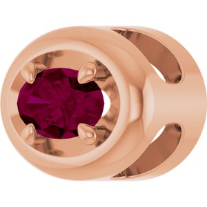 14K Rose Gold 5x3 mm Natural Rhodolite Garnet Solitaire Slide Pendant