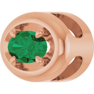 14K Rose Gold 5x3 mm Lab-Grown Emerald Solitaire Slide Pendant