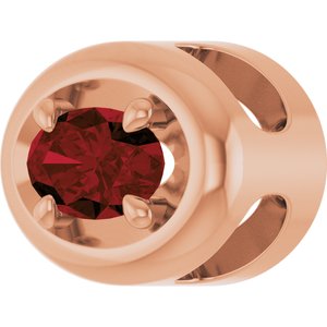 14K Rose Gold 5x3 mm Natural Mozambique Garnet Solitaire Slide Pendant