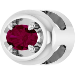 Platinum 5x3 mm Natural Rhodolite Garnet Solitaire Slide Pendant