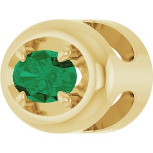 14K Yellow Gold 5x3 mm Lab-Grown Emerald Solitaire Slide Pendant