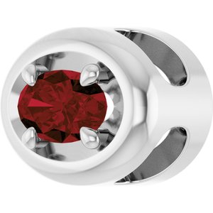 Platinum 5x3 mm Natural Mozambique Garnet Solitaire Slide Pendant
