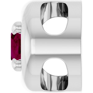 14K White Gold 5x3 mm Natural Rhodolite Garnet Solitaire Slide Pendant