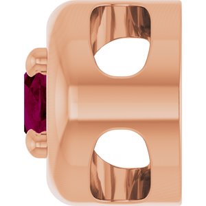 14K Rose Gold 5x3 mm Natural Rhodolite Garnet Solitaire Slide Pendant