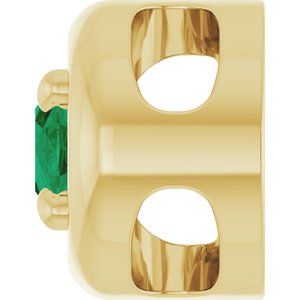 14K Yellow Gold 5x3 mm Lab-Grown Emerald Solitaire Slide Pendant