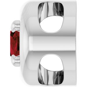 Platinum 5x3 mm Natural Mozambique Garnet Solitaire Slide Pendant