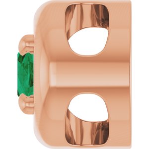 14K Rose Gold 5x3 mm Lab-Grown Emerald Solitaire Slide Pendant
