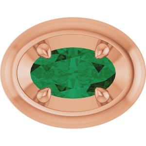 14K Rose Gold 5x3 mm Lab-Grown Emerald Solitaire Slide Pendant