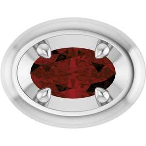 Sterling Silver 5x3 mm Natural Mozambique Garnet Solitaire Slide Pendant