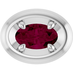 Platinum 5x3 mm Natural Rhodolite Garnet Solitaire Slide Pendant