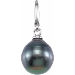 14K Yellow Gold Cultured Gray Tahitian Pearl Charm/Pendant – image 3