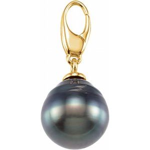 14K Yellow Gold Cultured Gray Tahitian Pearl Charm/Pendant – image 2