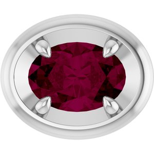 Platinum 7x5 mm Natural Rhodolite Garnet Solitaire Slide Pendant