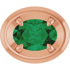 14K Rose Gold 7x5 mm Lab-Grown Emerald Solitaire Slide Pendant