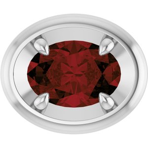 Platinum 7x5 mm Natural Mozambique Garnet Solitaire Slide Pendant