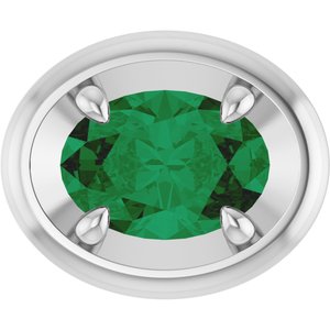 Platinum 7x5 mm Lab-Grown Emerald Solitaire Slide Pendant