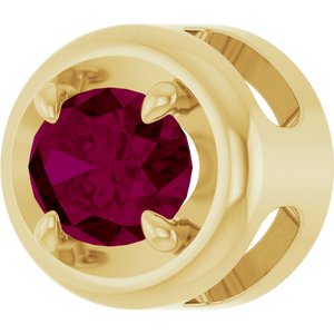 14K Yellow Gold 7x5 mm Natural Rhodolite Garnet Solitaire Slide Pendant