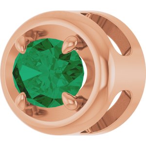 14K Rose Gold 7x5 mm Lab-Grown Emerald Solitaire Slide Pendant