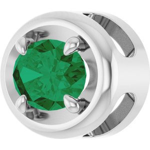 14K White Gold 7x5 mm Lab-Grown Emerald Solitaire Slide Pendant