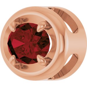 14K Rose Gold 7x5 mm Natural Mozambique Garnet Solitaire Slide Pendant