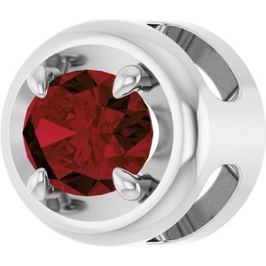 Sterling Silver 7x5 mm Natural Mozambique Garnet Solitaire Slide Pendant
