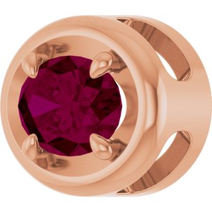 14K Rose Gold 7x5 mm Natural Rhodolite Garnet Solitaire Slide Pendant
