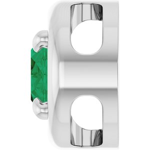 14K White Gold 7x5 mm Lab-Grown Emerald Solitaire Slide Pendant