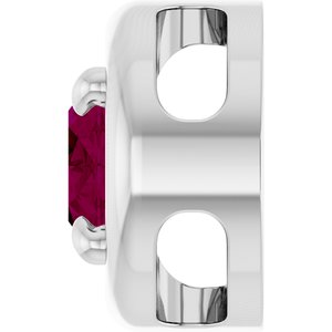 Platinum 7x5 mm Natural Rhodolite Garnet Solitaire Slide Pendant