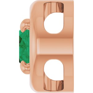 14K Rose Gold 7x5 mm Lab-Grown Emerald Solitaire Slide Pendant