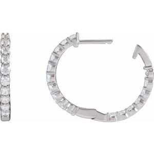 Sterling Silver 1 CTW Lab-Grown Diamond Inside-Outside 19.3 mm Hoop Earrings – image 4