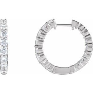 Sterling Silver 2 CTW Lab-Grown Diamond Inside-Outside 20 mm Hoop Earrings