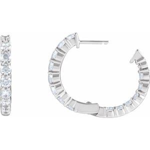 Sterling Silver 2 CTW Lab-Grown Diamond Inside-Outside 20 mm Hoop Earrings – image 4