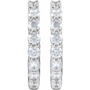 14K White Gold 2 CTW Lab-Grown Diamond Inside-Outside Hinged 20 mm Hoop Earrings – image 3