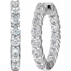 14K White Gold 2 CTW Lab-Grown Diamond Inside-Outside Hinged 20 mm Hoop Earrings – image 2