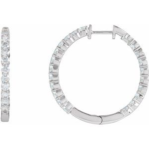 Sterling Silver 3 CTW Lab-Grown Diamond Inside-Outside 30 mm Hoop Earrings